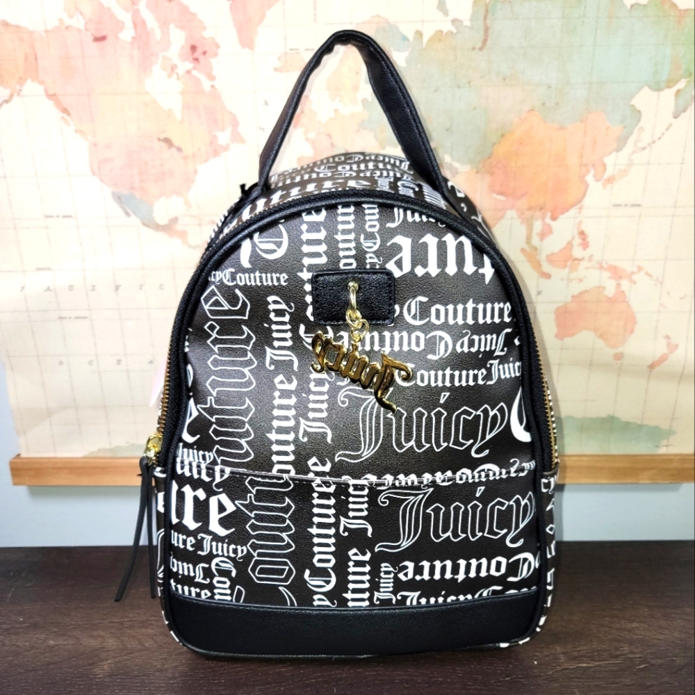 BRAND NEW Juicy Couture Black/White LOGO "LOVE LOCK BACKPACK"